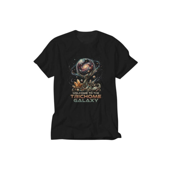 Bisiklet Yaka Trichome Galaxy Baskılı Siyah Tişört